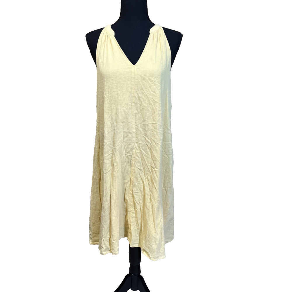 Garnet Hill Gauzy Cotton A-Line Dress Womens Small Yellow Relaxed Beach Cover Up